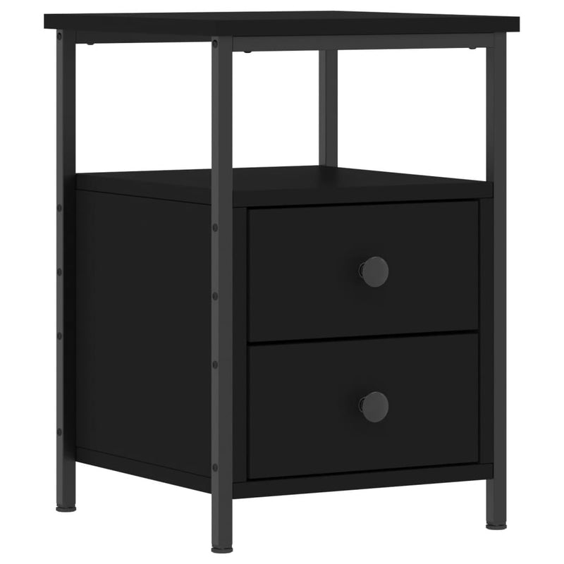 vidaXL fekete szerelt fa éjjeliszekrény 34x35,5x50 cm
