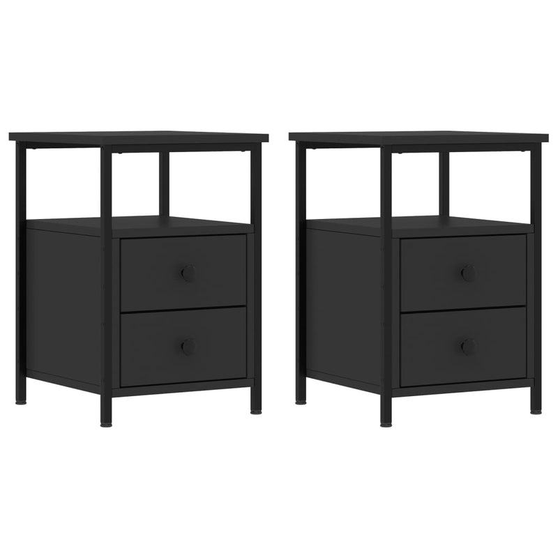 vidaXL 2 db fekete szerelt fa éjjeliszekrény 34x35,5x50 cm