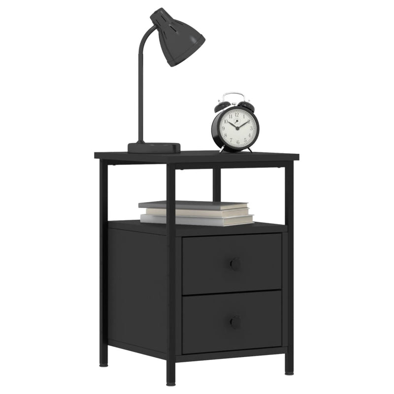 vidaXL 2 db fekete szerelt fa éjjeliszekrény 34x35,5x50 cm