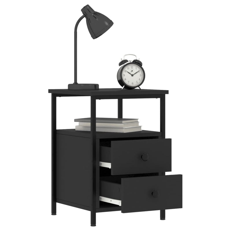 vidaXL 2 db fekete szerelt fa éjjeliszekrény 34x35,5x50 cm