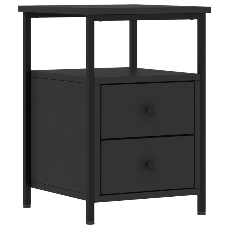 vidaXL 2 db fekete szerelt fa éjjeliszekrény 34x35,5x50 cm