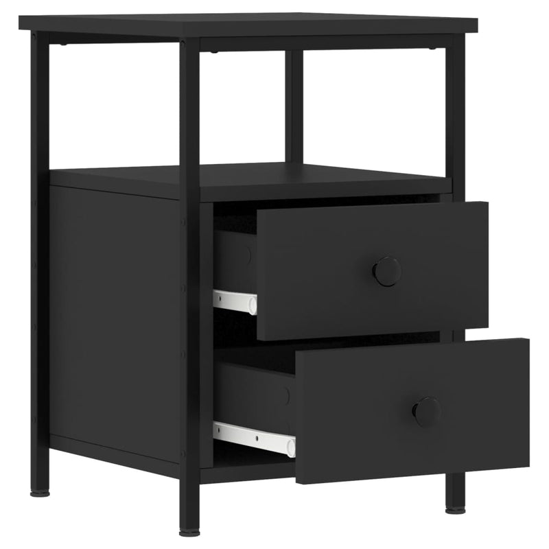 vidaXL 2 db fekete szerelt fa éjjeliszekrény 34x35,5x50 cm