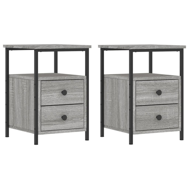 vidaXL 2 db szürke sonoma színű éjjeliszekrény 34x35,5x50 cm