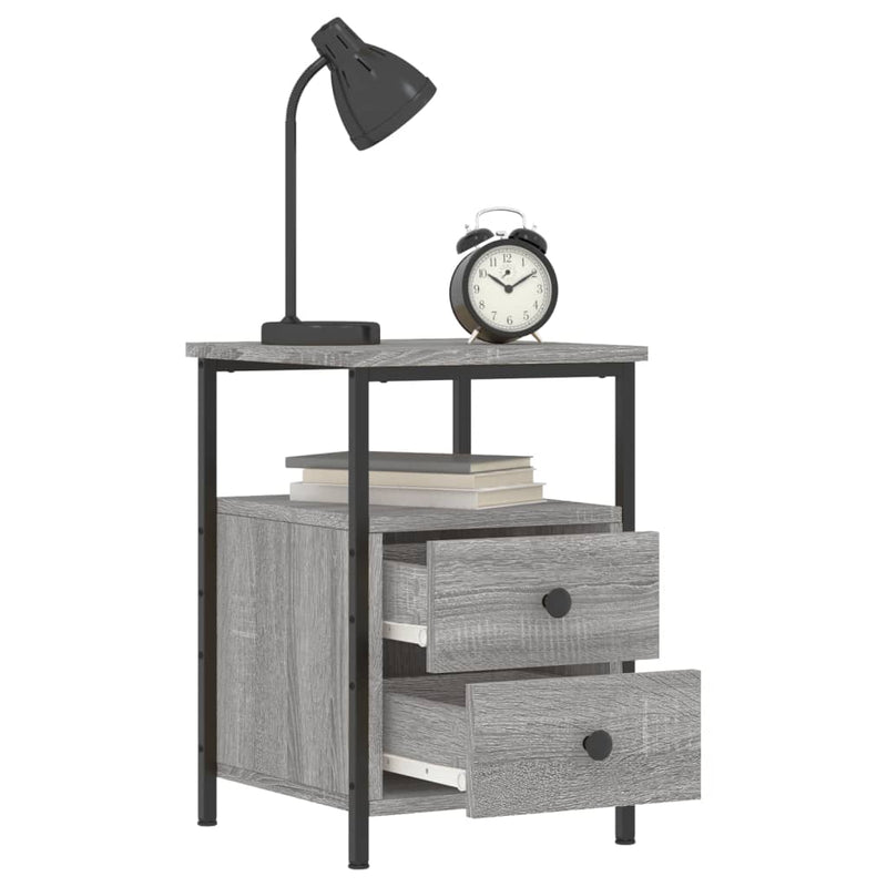 vidaXL 2 db szürke sonoma színű éjjeliszekrény 34x35,5x50 cm