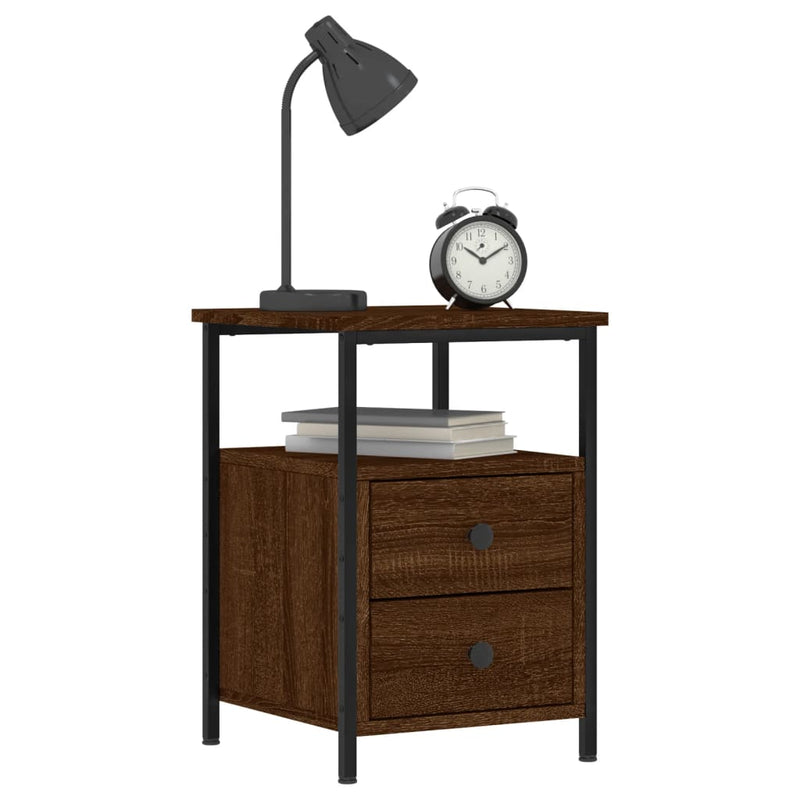 vidaXL 2 db barna tölgyszínű szerelt fa éjjeliszekrény 34x35,5x50 cm