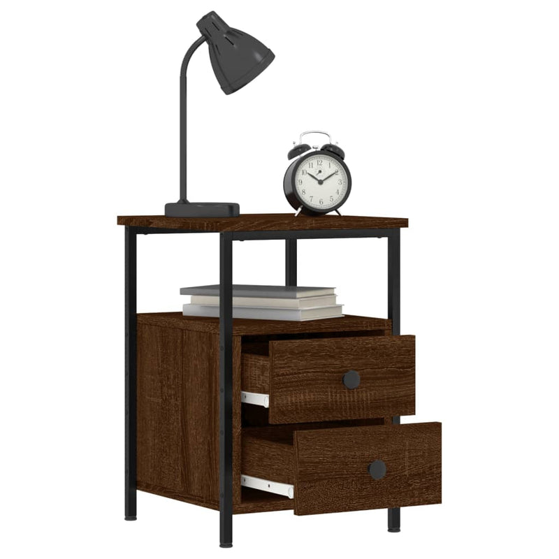 vidaXL 2 db barna tölgyszínű szerelt fa éjjeliszekrény 34x35,5x50 cm