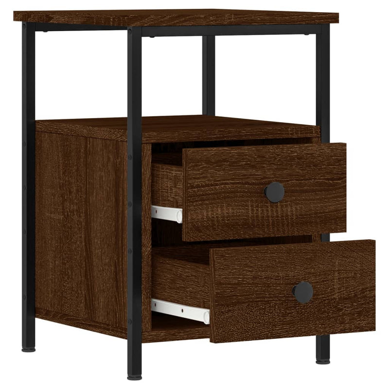 vidaXL 2 db barna tölgyszínű szerelt fa éjjeliszekrény 34x35,5x50 cm