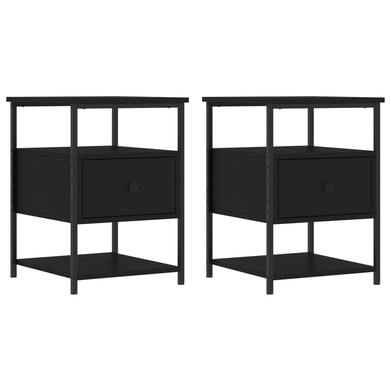 vidaXL 2 db fekete szerelt fa éjjeliszekrény 40x42x56 cm