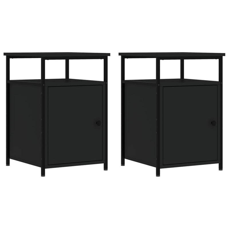 vidaXL 2 db fekete szerelt fa éjjeliszekrény 40 x 42 x 60 cm
