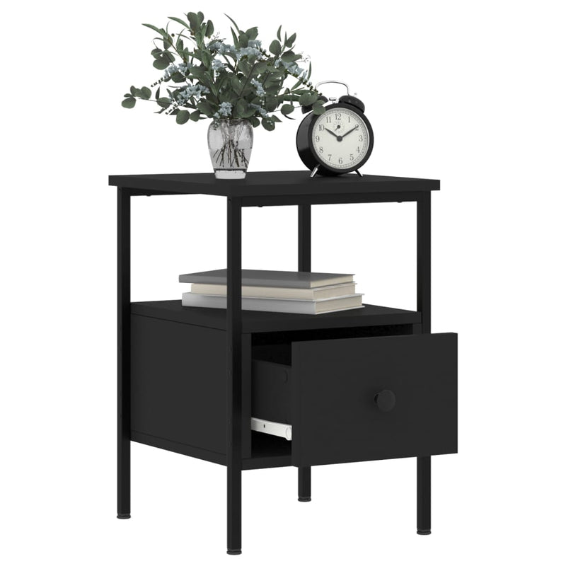 vidaXL 2 db fekete szerelt fa éjjeliszekrény 34x36x50 cm