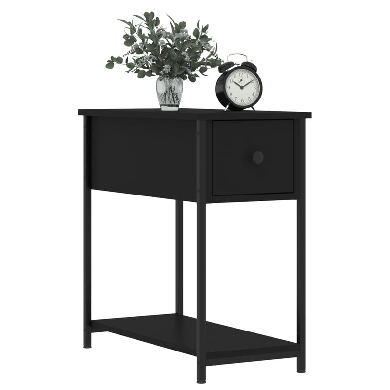 vidaXL fekete szerelt fa éjjeliszekrény 30x60x60 cm