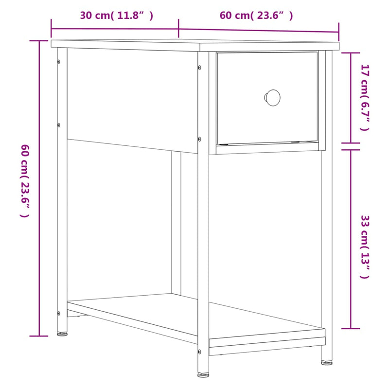 vidaXL fekete szerelt fa éjjeliszekrény 30x60x60 cm