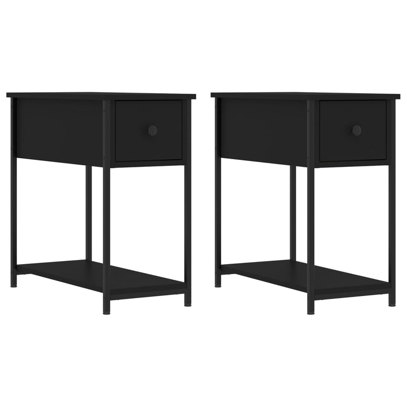vidaXL 2 db fekete szerelt fa éjjeliszekrény 30x60x60 cm