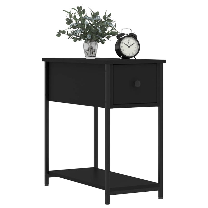 vidaXL 2 db fekete szerelt fa éjjeliszekrény 30x60x60 cm