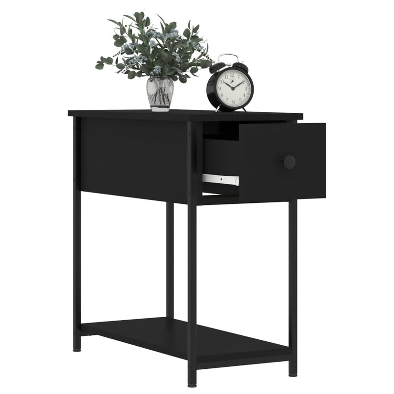 vidaXL 2 db fekete szerelt fa éjjeliszekrény 30x60x60 cm