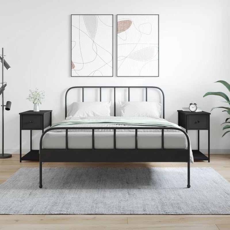 vidaXL 2 db fekete szerelt fa éjjeliszekrény 30x60x60 cm