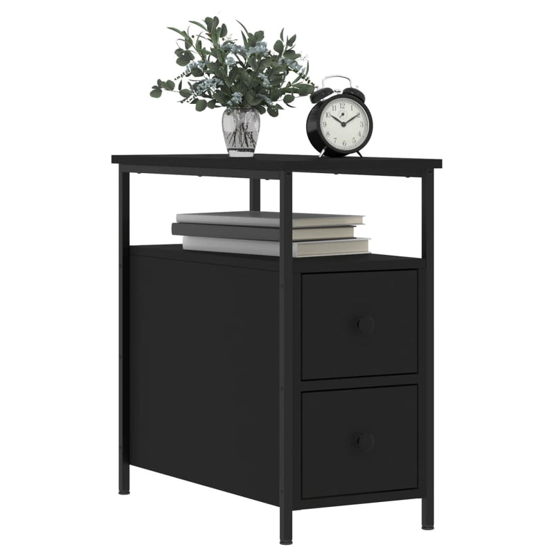vidaXL 2 db fekete szerelt fa éjjeliszekrény 30x60x60 cm