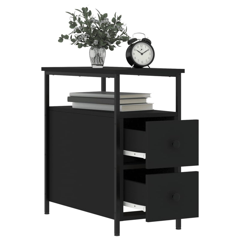 vidaXL 2 db fekete szerelt fa éjjeliszekrény 30x60x60 cm