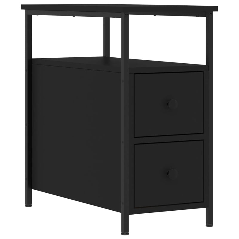vidaXL 2 db fekete szerelt fa éjjeliszekrény 30x60x60 cm