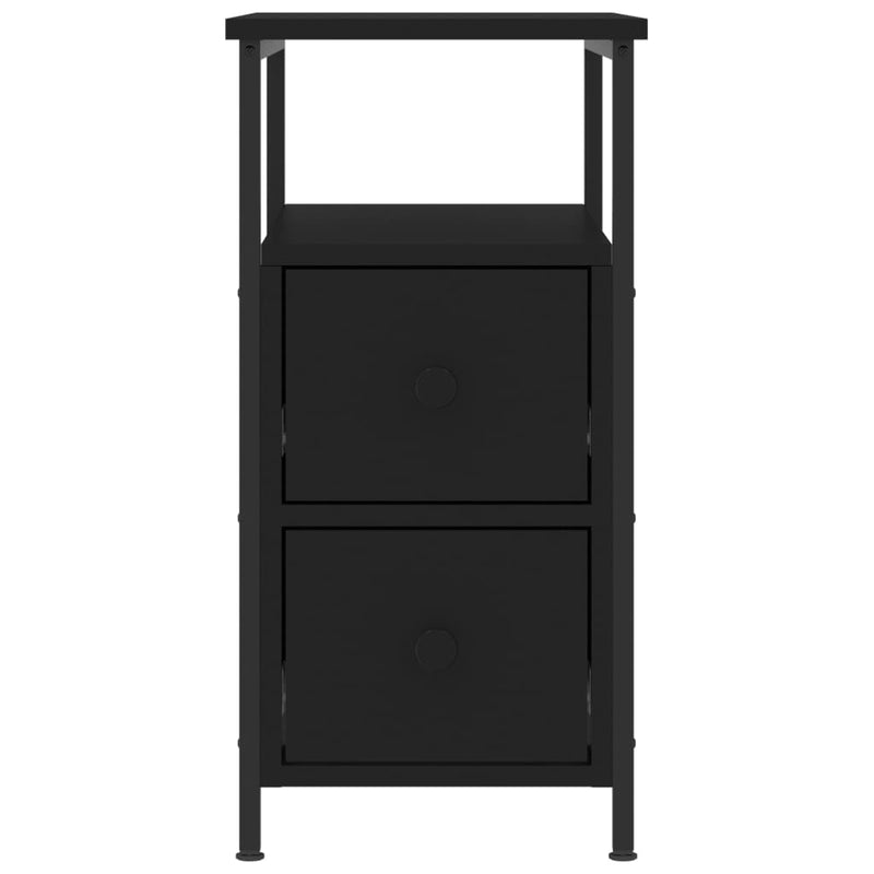 vidaXL 2 db fekete szerelt fa éjjeliszekrény 30x60x60 cm