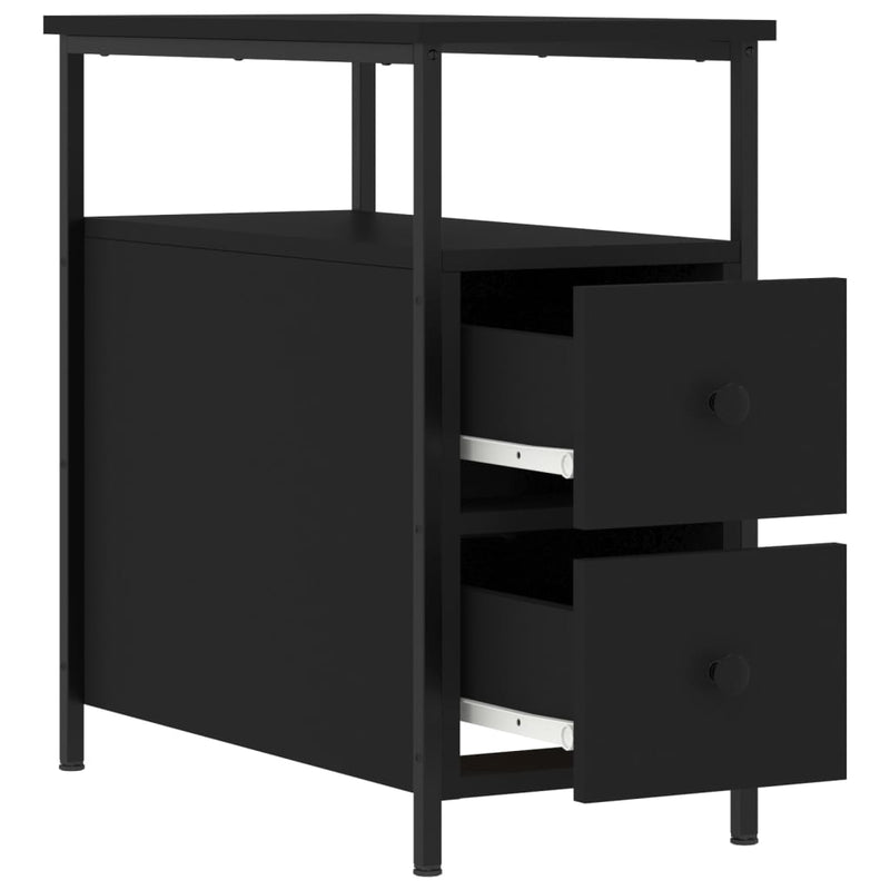 vidaXL 2 db fekete szerelt fa éjjeliszekrény 30x60x60 cm