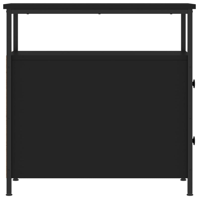 vidaXL 2 db fekete szerelt fa éjjeliszekrény 30x60x60 cm