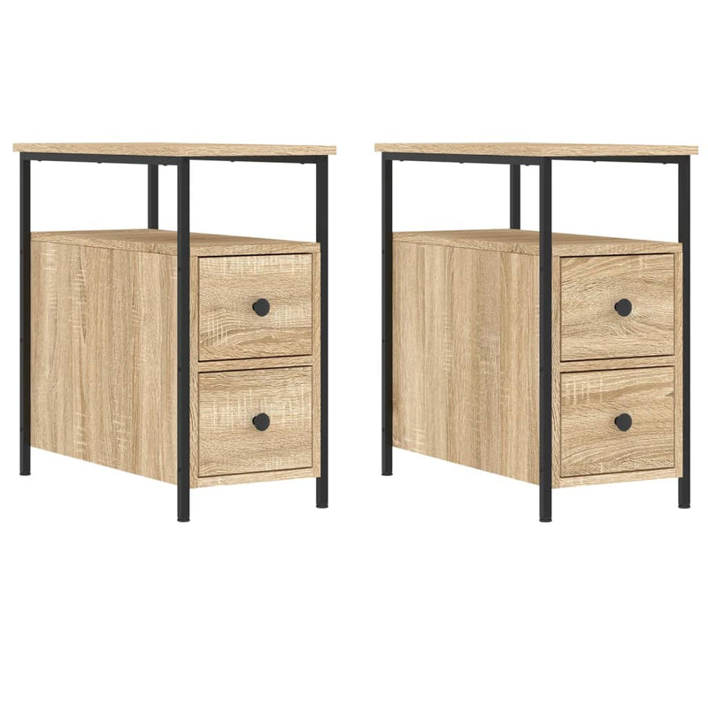 vidaXL 2 db sonoma tölgy színű szerelt fa éjjeliszekrény 30x60x60 cm