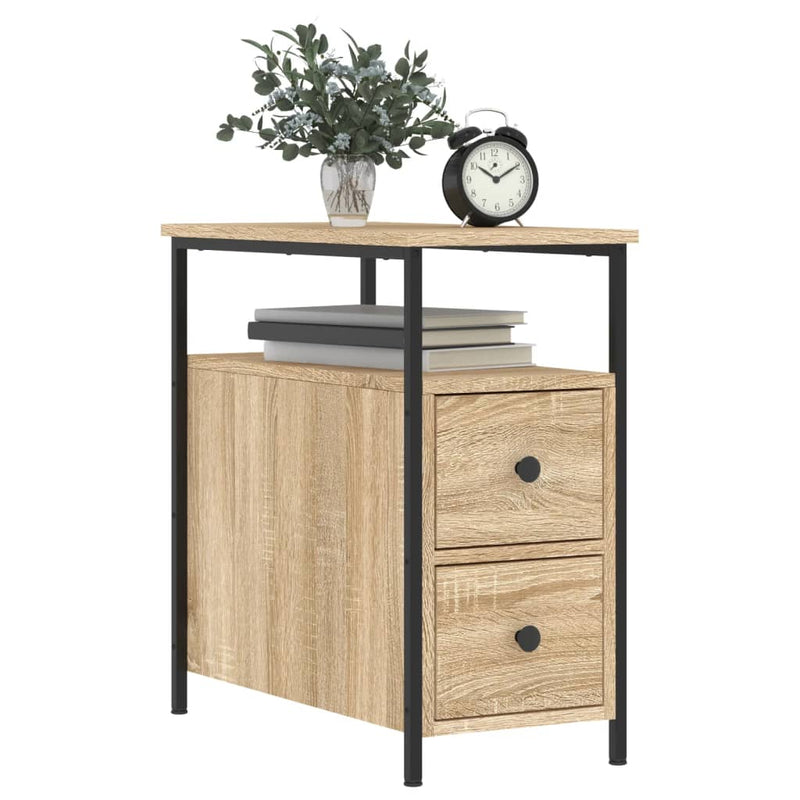 vidaXL 2 db sonoma tölgy színű szerelt fa éjjeliszekrény 30x60x60 cm