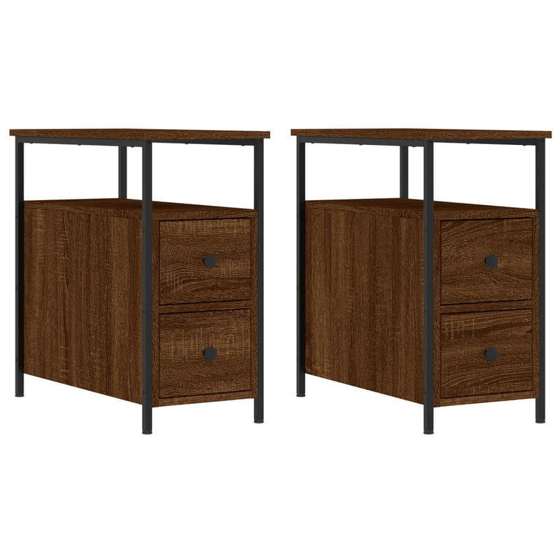 vidaXL 2 db barna tölgyszínű szerelt fa éjjeliszekrény 30x60x60 cm