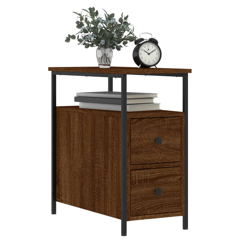 vidaXL 2 db barna tölgyszínű szerelt fa éjjeliszekrény 30x60x60 cm