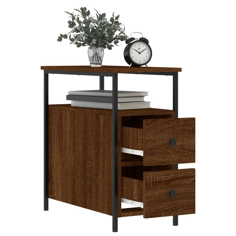 vidaXL 2 db barna tölgyszínű szerelt fa éjjeliszekrény 30x60x60 cm