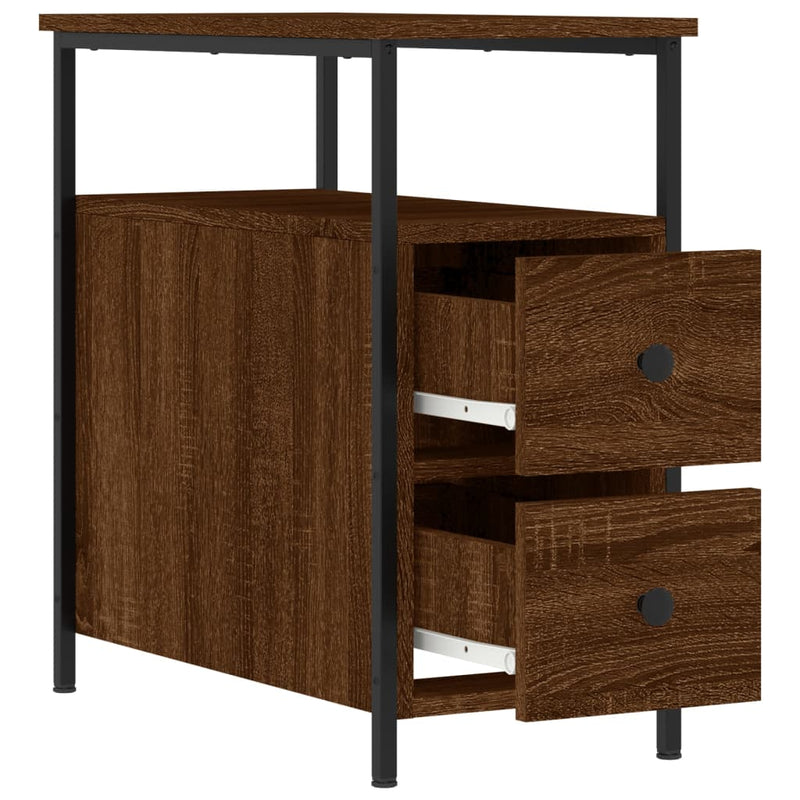 vidaXL 2 db barna tölgyszínű szerelt fa éjjeliszekrény 30x60x60 cm