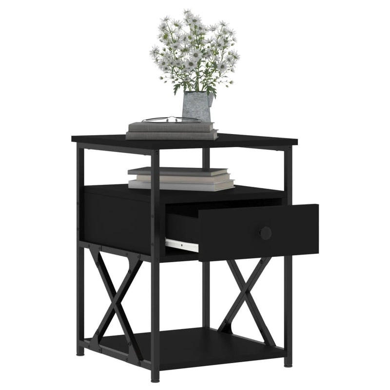 vidaXL 2 db fekete szerelt fa éjjeliszekrény 40x42x55 cm