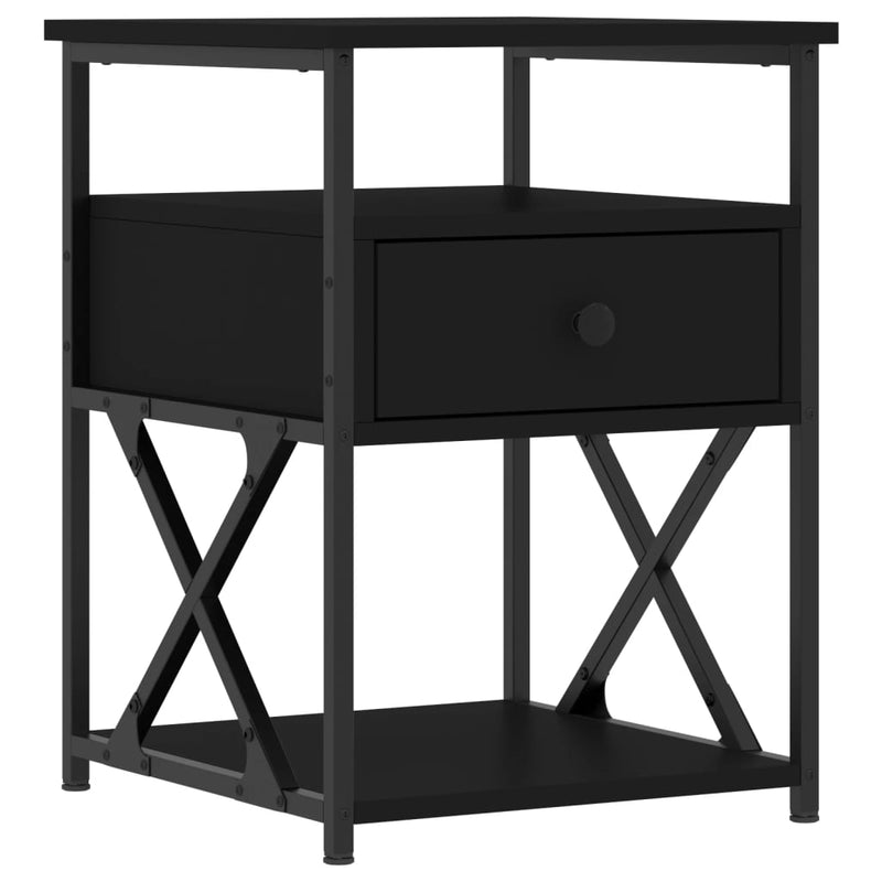 vidaXL 2 db fekete szerelt fa éjjeliszekrény 40x42x55 cm