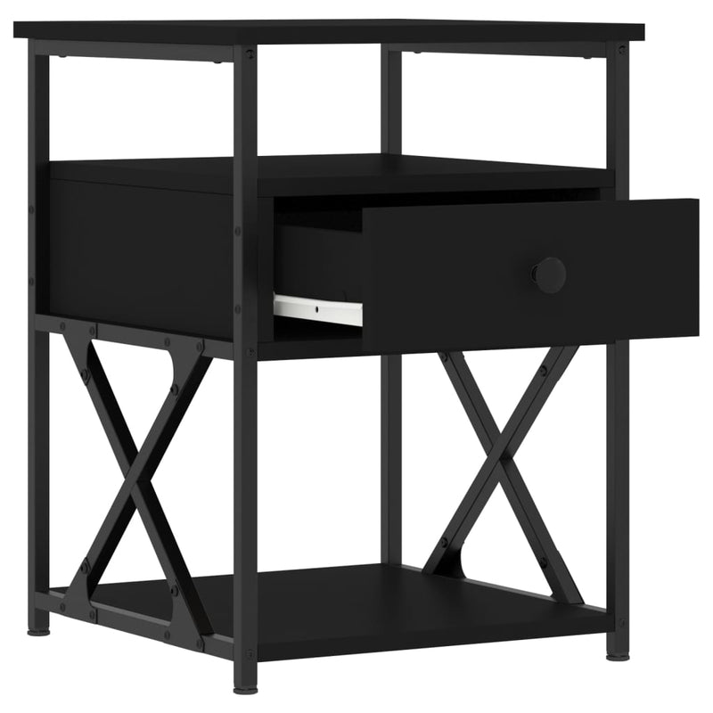 vidaXL 2 db fekete szerelt fa éjjeliszekrény 40x42x55 cm