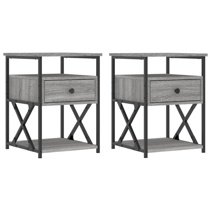 vidaXL 2 db szürke sonoma színű szerelt fa éjjeliszekrény 40x42x55 cm