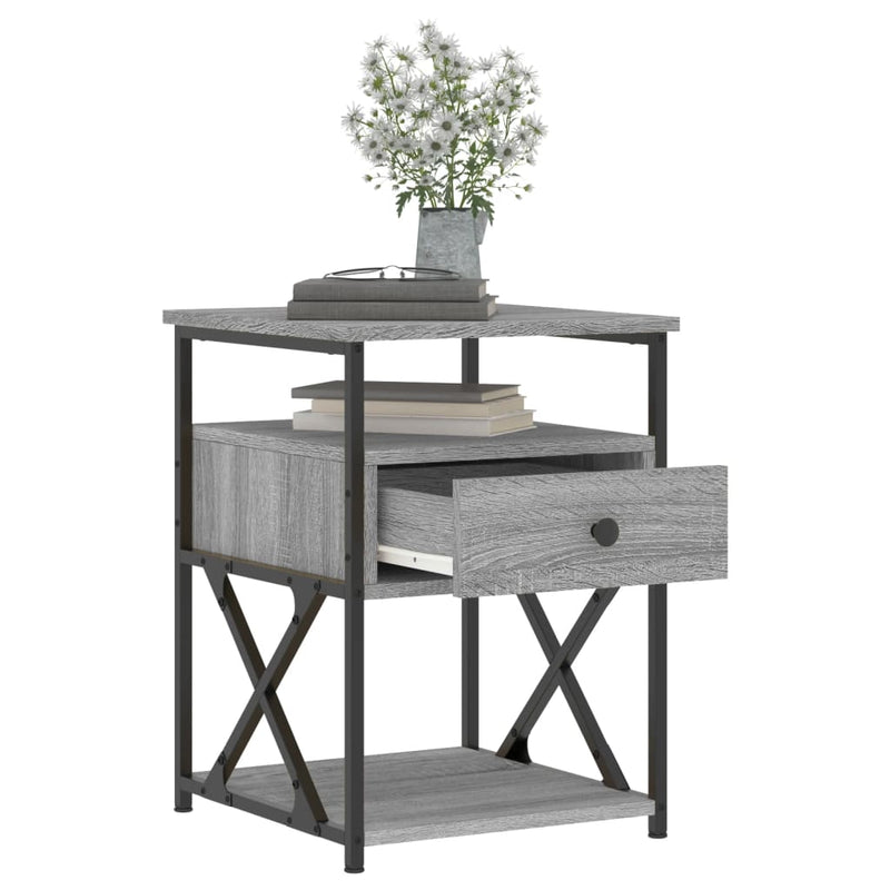 vidaXL 2 db szürke sonoma színű szerelt fa éjjeliszekrény 40x42x55 cm