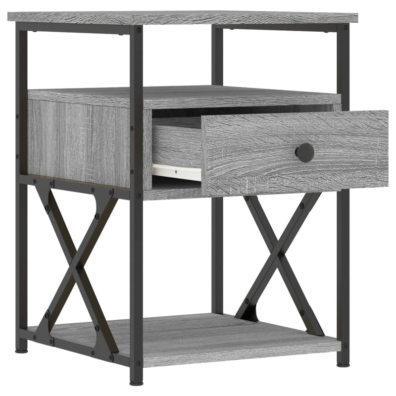 vidaXL 2 db szürke sonoma színű szerelt fa éjjeliszekrény 40x42x55 cm