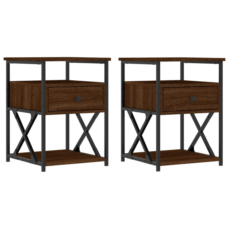 vidaXL 2 db barna tölgyszínű szerelt fa éjjeliszekrény 40x42x55 cm