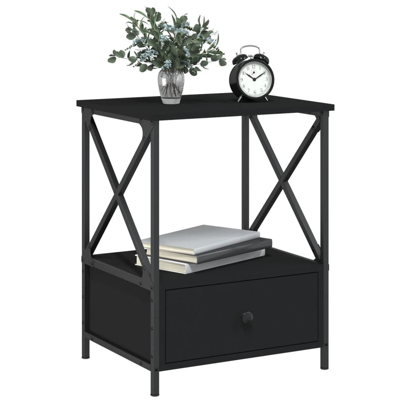 vidaXL 2 db fekete szerelt fa éjjeliszekrény 50x41x65 cm