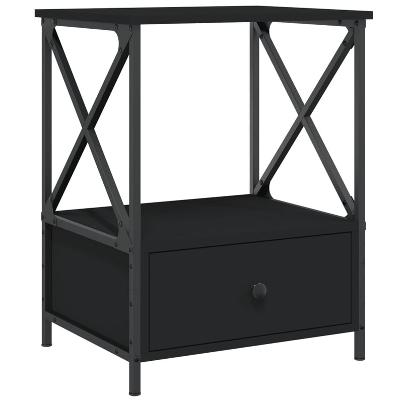 vidaXL 2 db fekete szerelt fa éjjeliszekrény 50x41x65 cm