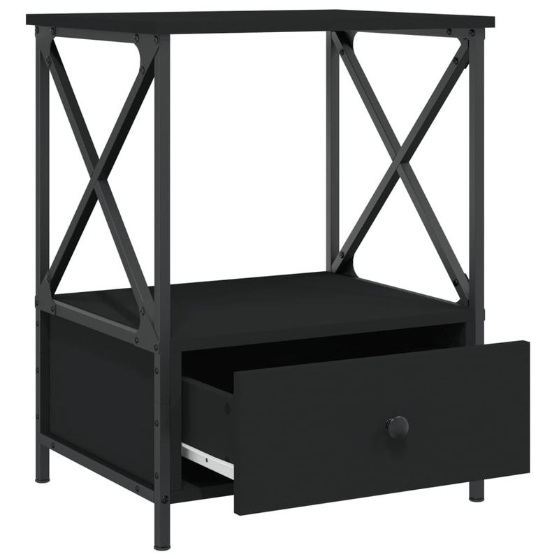 vidaXL 2 db fekete szerelt fa éjjeliszekrény 50x41x65 cm