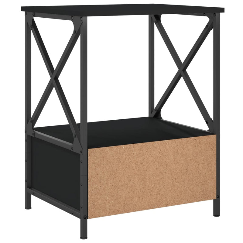 vidaXL 2 db fekete szerelt fa éjjeliszekrény 50x41x65 cm