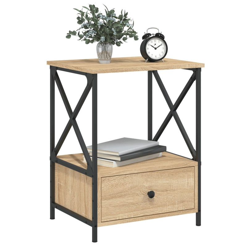 vidaXL 2 db sonoma tölgy színű szerelt fa éjjeliszekrény 50x41x65 cm