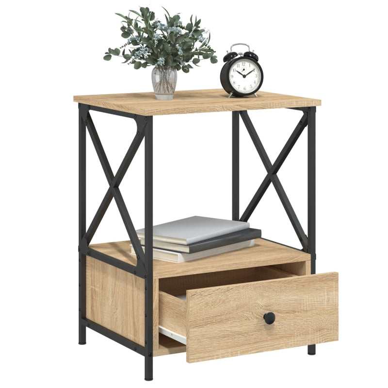vidaXL 2 db sonoma tölgy színű szerelt fa éjjeliszekrény 50x41x65 cm