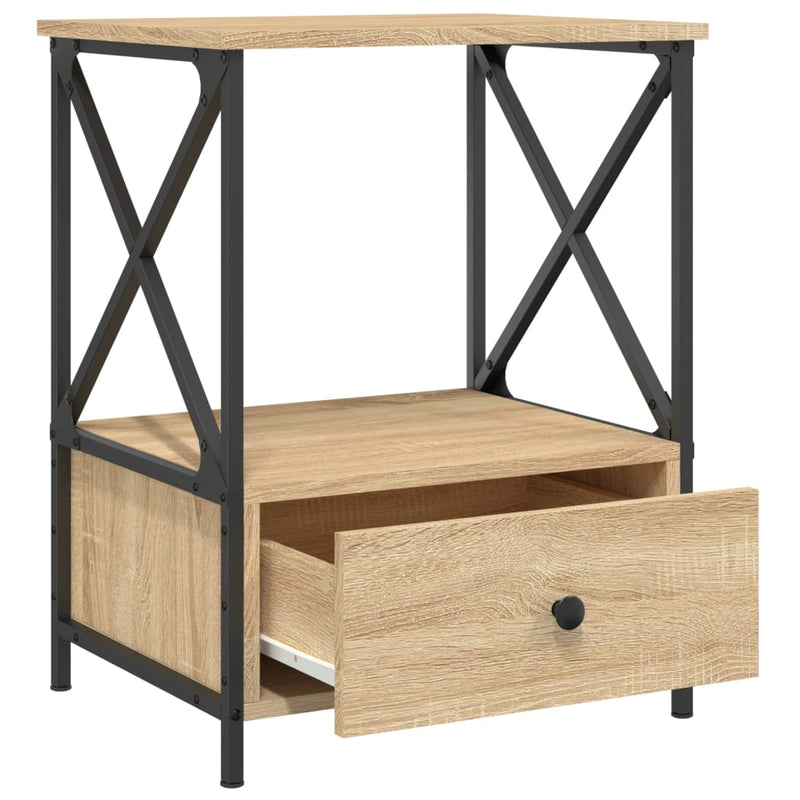 vidaXL 2 db sonoma tölgy színű szerelt fa éjjeliszekrény 50x41x65 cm