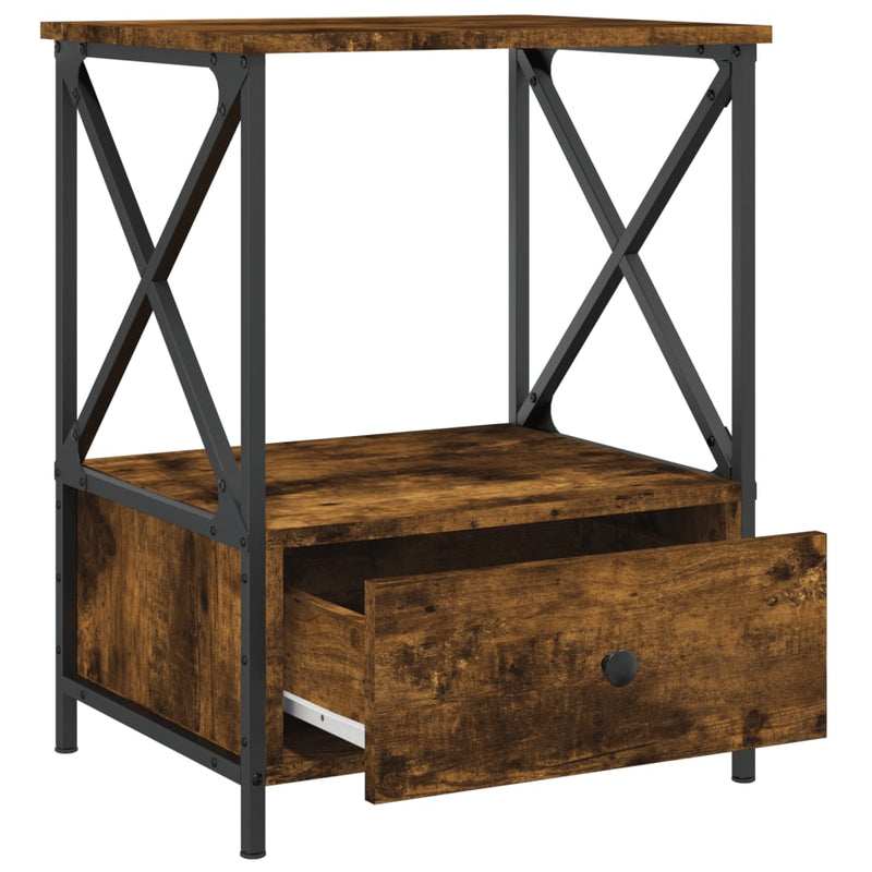 vidaXL 2 db füstös tölgy színű szerelt fa éjjeliszekrény 50x41x65 cm