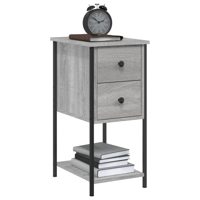 vidaXL 2 db szürke sonoma színű szerelt fa éjjeliszekrény 32x42x70 cm