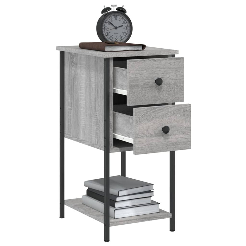 vidaXL 2 db szürke sonoma színű szerelt fa éjjeliszekrény 32x42x70 cm