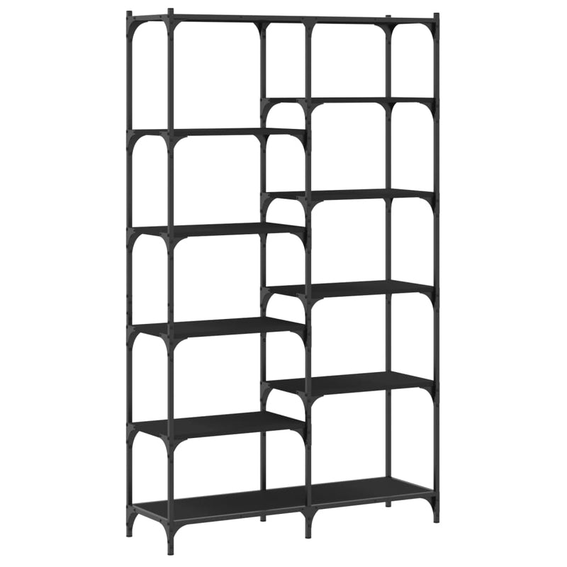vidaXL fekete szerelt fa és vas könyvespolc 100 x 32 x 170 cm